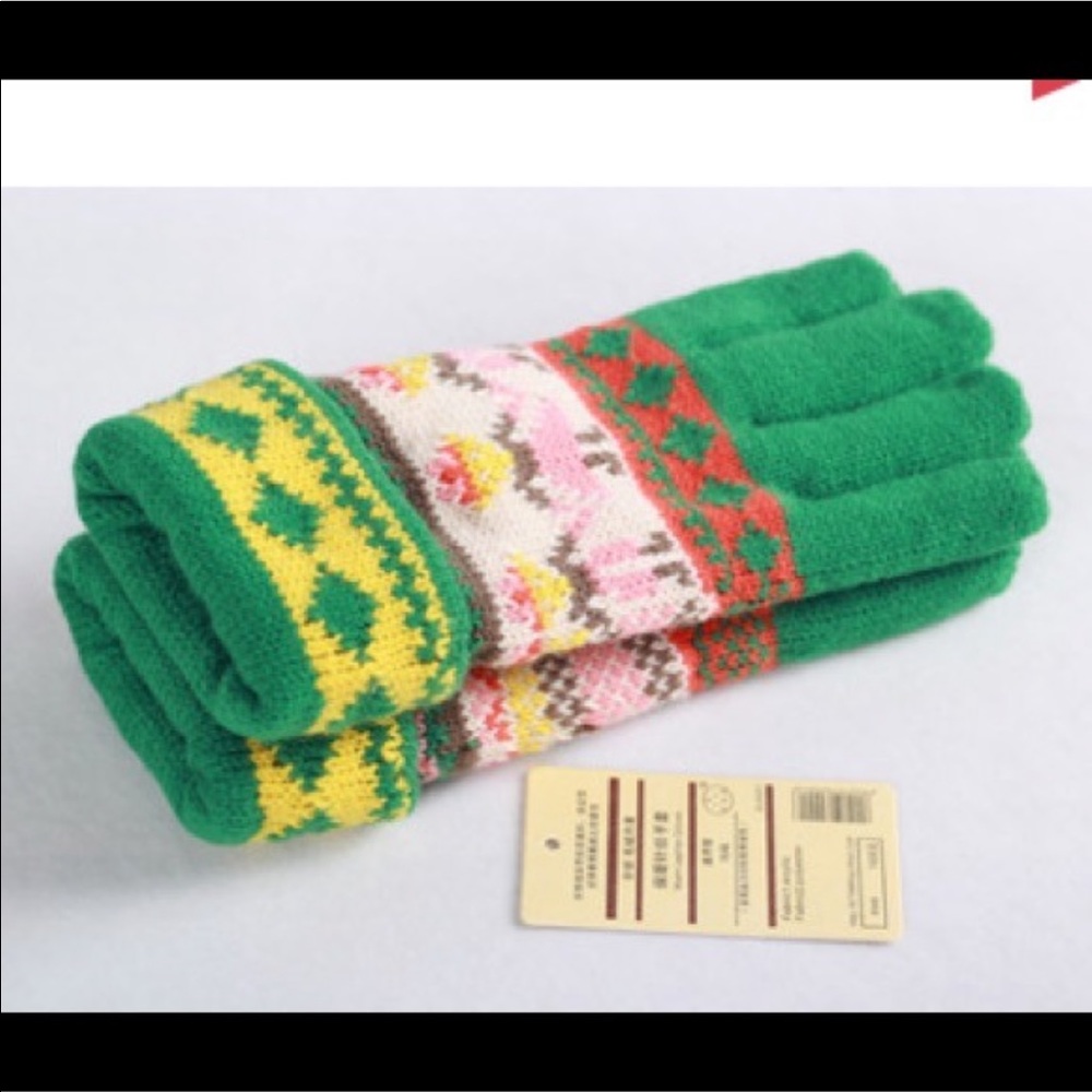 Winter Knit Gloves - Green